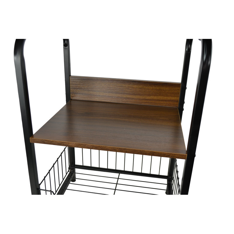 Table d'appoint 22 po en métal noir et plateau brun