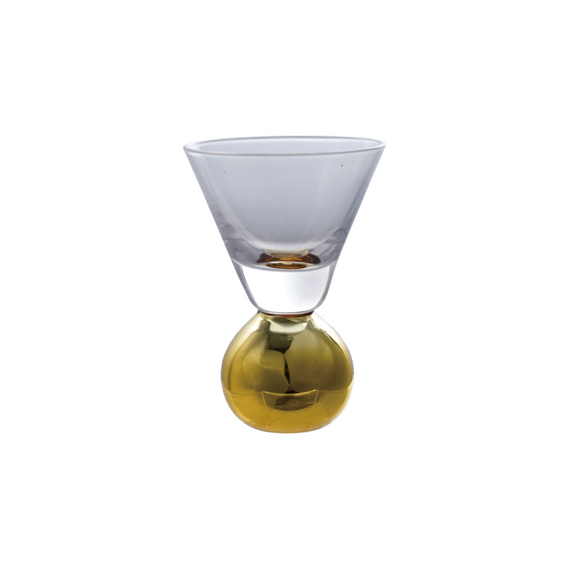 Verre à liqueur avec tige sphérique plaquée or