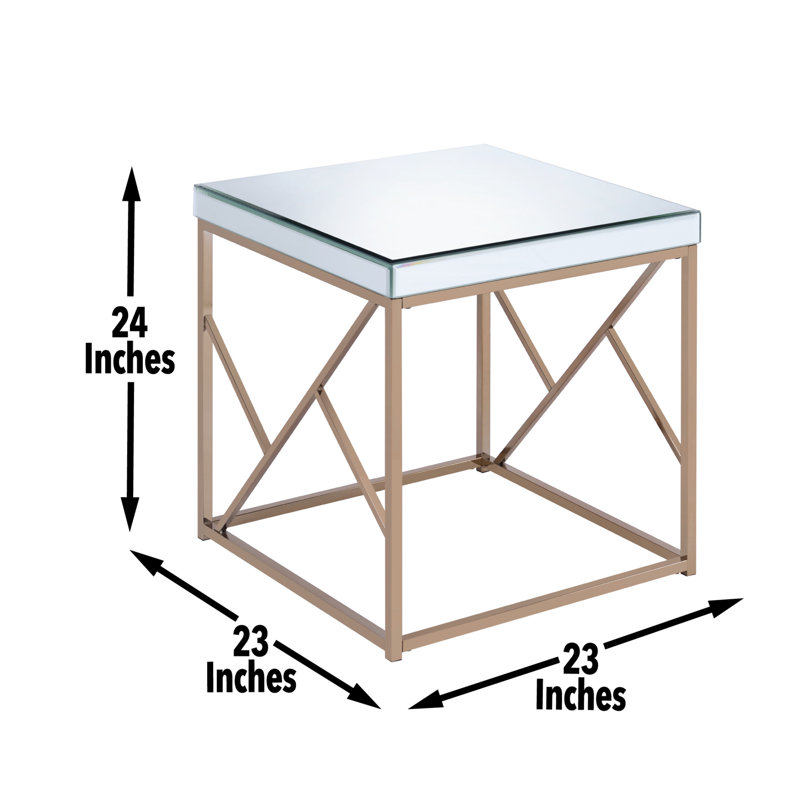 Flori Mirrored Glass Top End Table, Copper Chrome