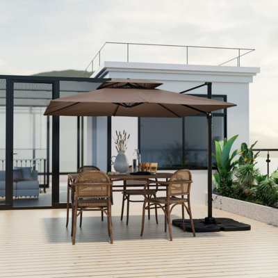 Parasol en porte-à-faux 9,5 pi avec pivotement sur 360 ° et double plateau