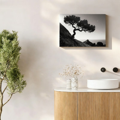 Twisted Cliff Pine Tree, 16 x 20 inch, Built-in Wooden Frame Wall Art