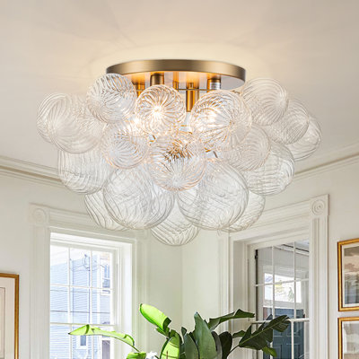 4-light Handcrafted Glass Bubble Semi-flush Mount