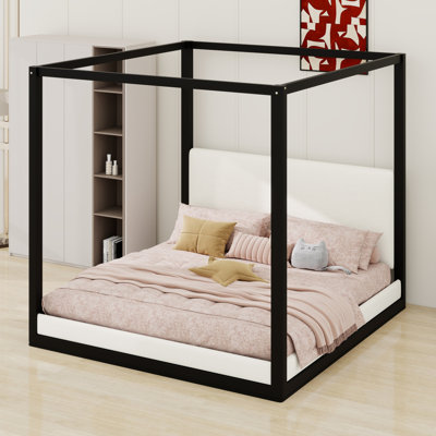 Lit plateforme à baldaquin pour chambre à coucher, tête de lit tapissier