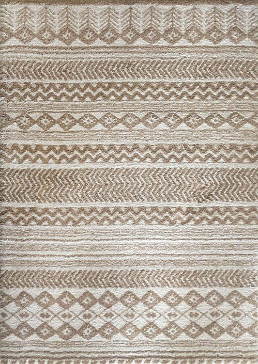 Tapis à chevrons beige/blanc fait main Yesica
