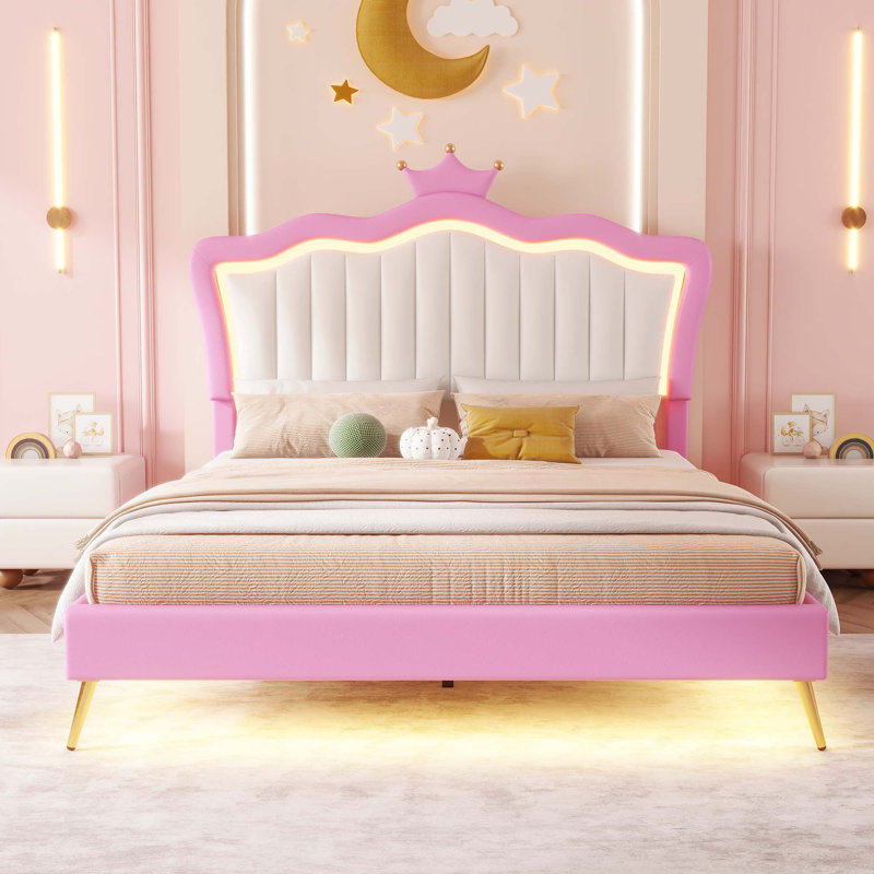 Cadre de lit princesse avec lumières DEL, Double