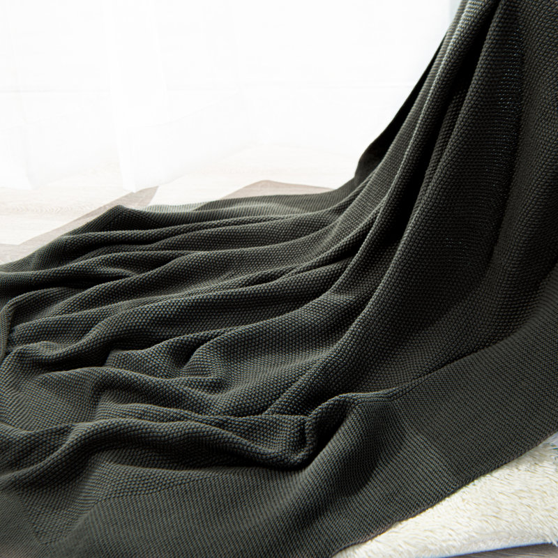 Knitted Throw Blanket, Gray, Twin