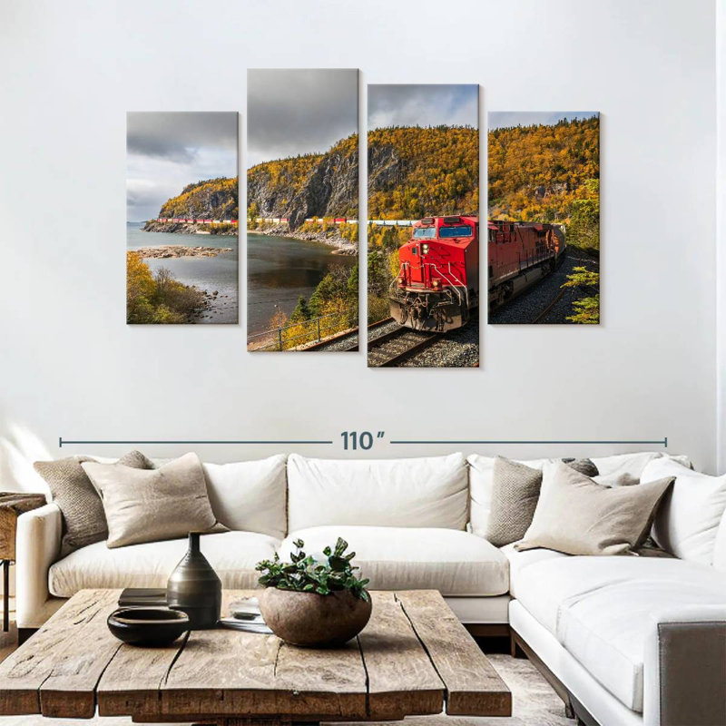 Train de fret Mehar en automne, H 54 po x l 84 po