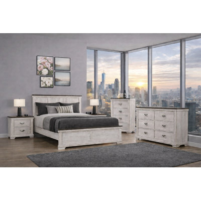 Classic Panel Bedroom Set in Cream Finish
