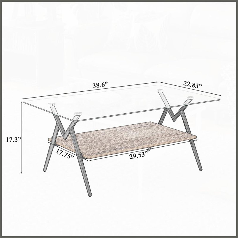 Stylish Tempered Glass Coffee Table with Black Legs – Easy-Clean, Sturdy for Living Room, Clear, Black