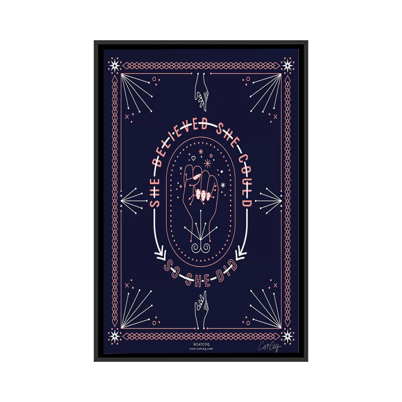 Strickler Blush Denim She Believed, H 26 po x l 18 po x P 1,5 po, Toile avec cadre noir