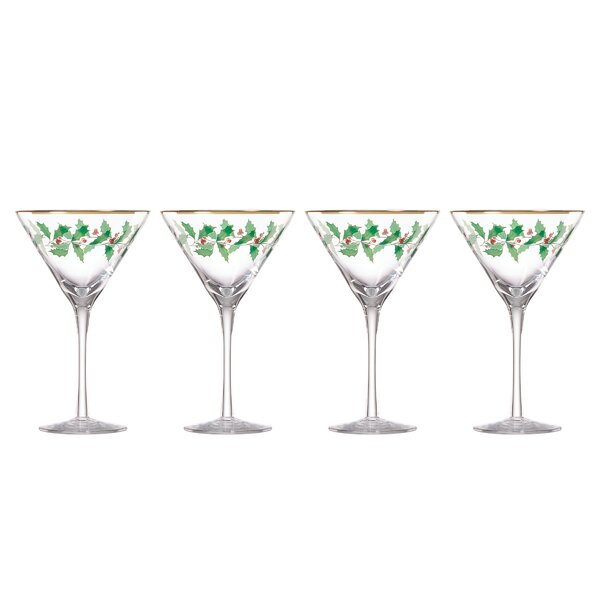 Lenox Holiday Holly 4-Piece Iced Beverage Glass Set