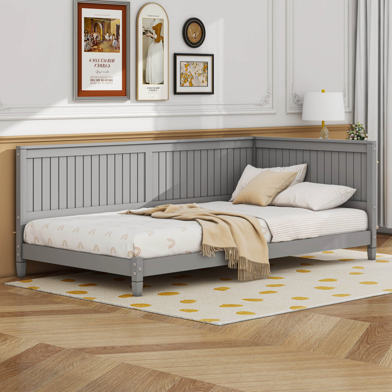 Wood Daybed/Sofa Bed With Armrest, Twin, Gray