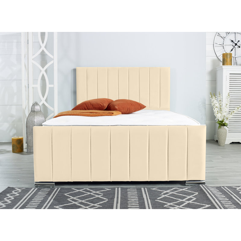 Klimek Upholstered Bed Frame, Small Double - W 129.5 x L 205.7cm, Cream