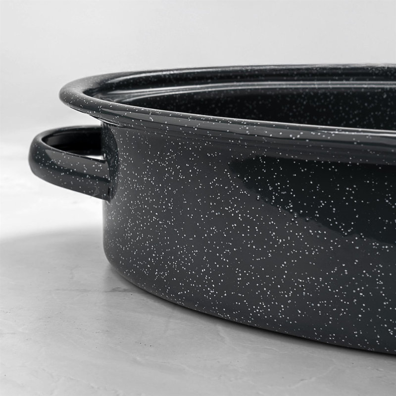 ProChef 4L Enamelled Oval Casserole Roasting Dish With Lid Oven Safe 230°C Grey