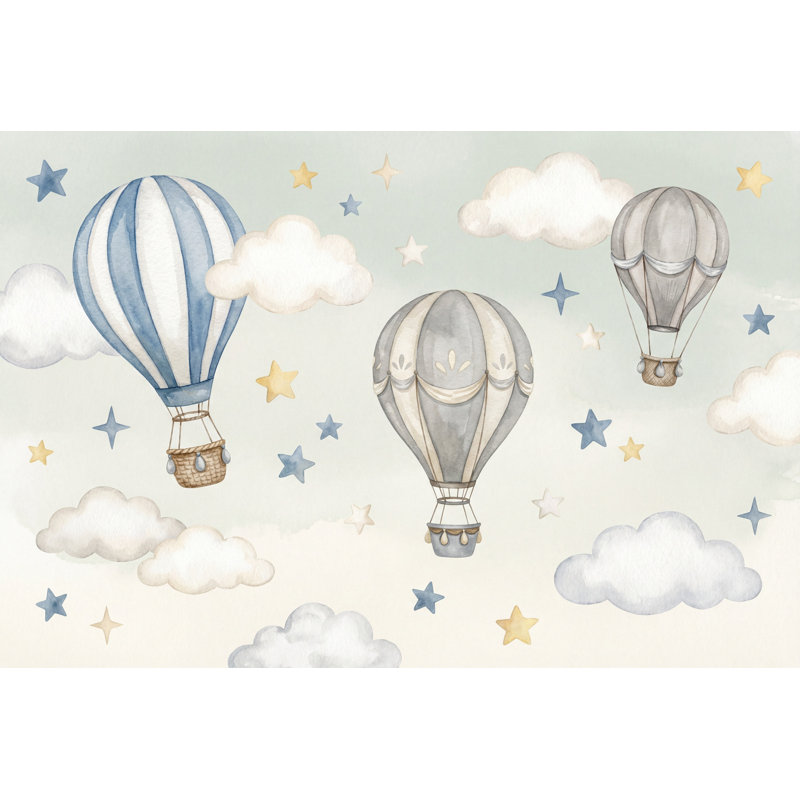 Papier peint montgolfière amovible, 100 po x 96 po, Peler et coller