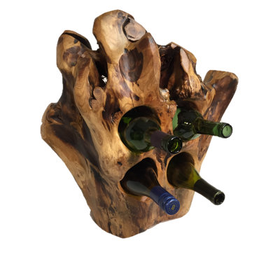 Jens 4 Bottle Solid Wood Tabletop Wine Bottle Rack in Brown by Loon Peak