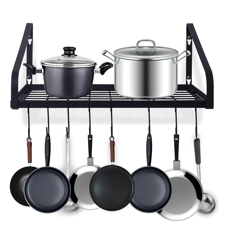17 Stories Iron Rectangle Wall Mounted Pot Rack | Wayfair