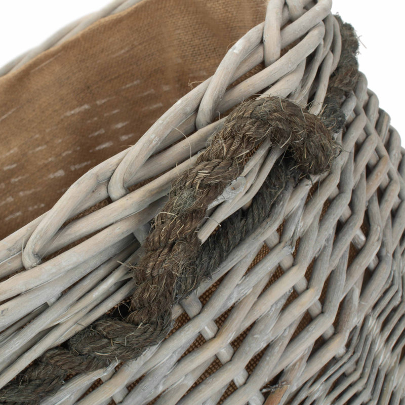 Wicker Log Carrier, 42cm H x 60cm W x 60cm D