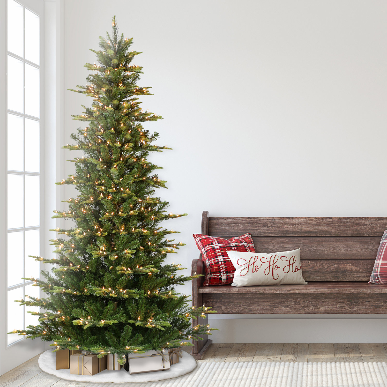 Lighted Artificial Fir Christmas Tree, 7.5'