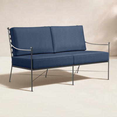 Lucier 51.77'' Wide Straight Iron Loveseat with Sunbrella® Cushions