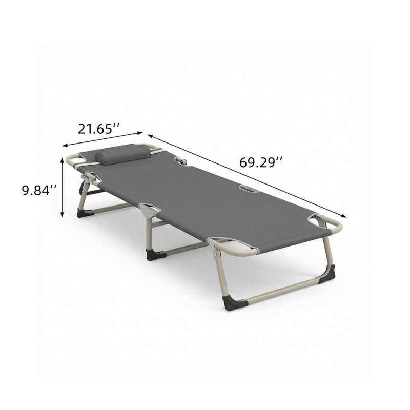 Gray Comfort Folding Camping Bed, Portable Folding Guest Bed, Ideal For Outdoor Relaxation, Vacations, And Camping