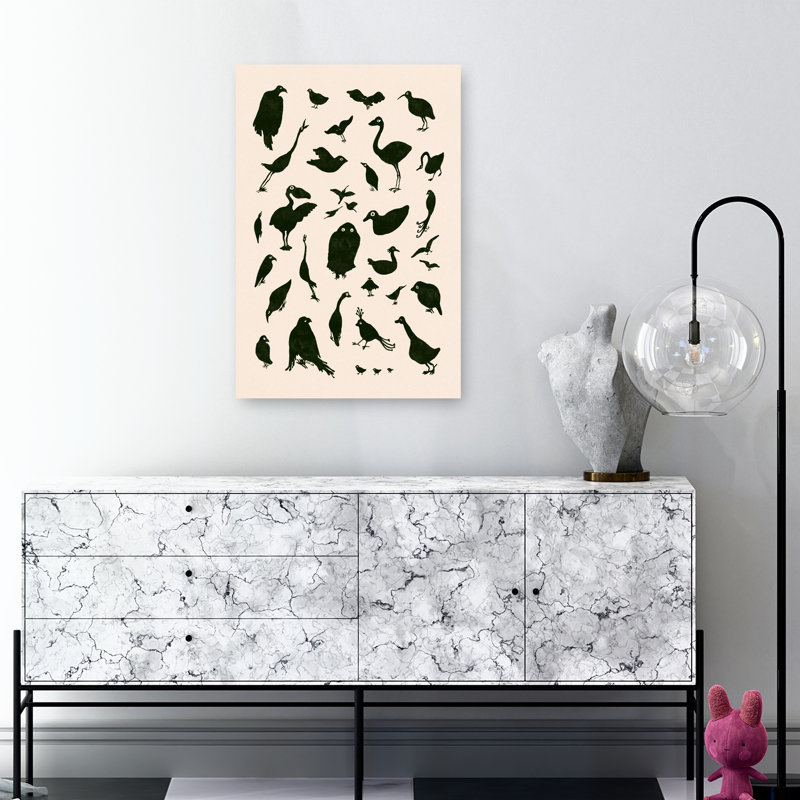 Diverses silhouettes d'oiseaux, minimaliste, fantaisiste, contemporain, oiseau, faune, impression d'art mural, 36" H x 24" W