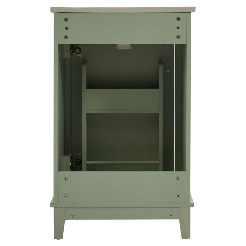 20" Freestanding Single Bathroom Vanity with Ceramic Top, Green