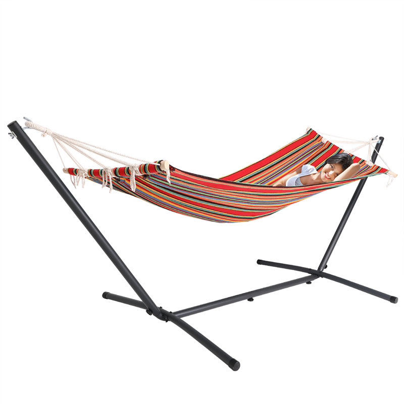 Arseniy Spreader Bar Hammock with Stand, Red/Orange