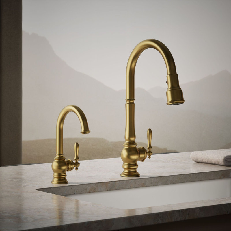 Artifacts Beverage Faucet, Vibrant Brushed Moderne Brass