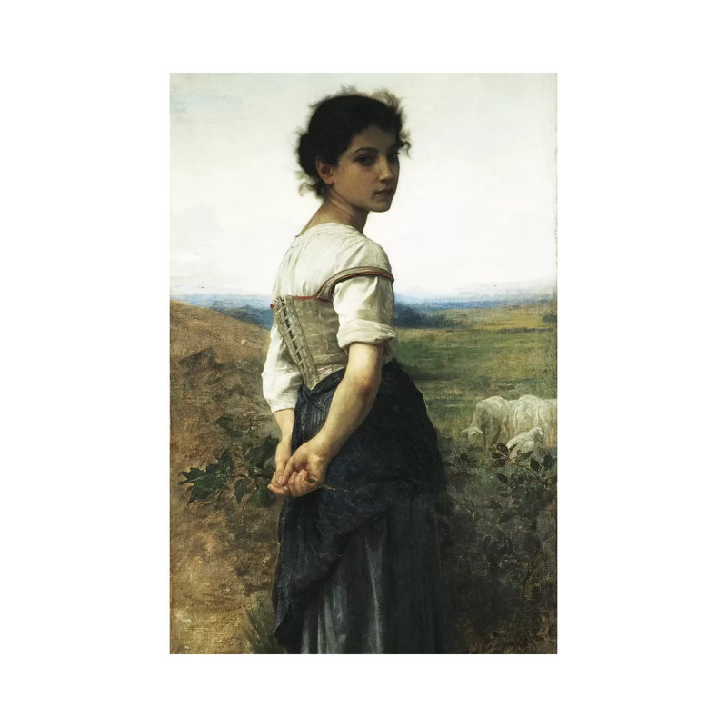 The Young Shepherdess, 1885 by William-Adolphe Bouguereau - Painting on Canvas, 30.48cm H x 20.32cm W x 1.91cm D