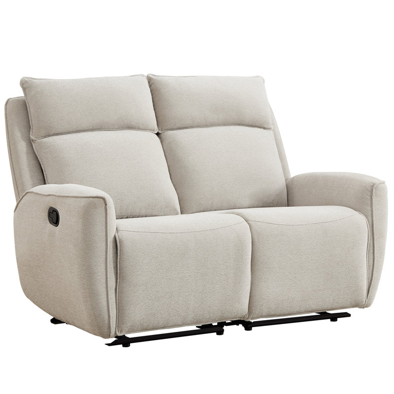 59.8" Wide Modern Chenille Upholstered Manual Reclining Loveseat Sofa, Beige