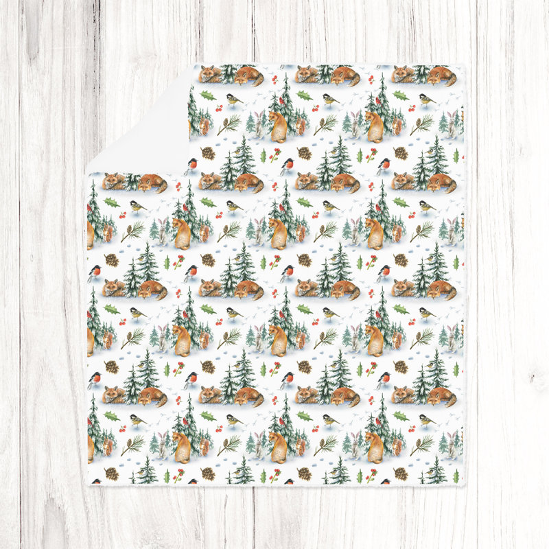 Throw Blanket, 51" W x 60" L, Animal Print/Abstract, Orange/Green/White