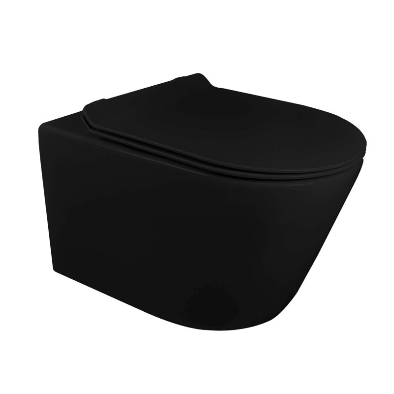 Toilette allongée murale à double chasse avec surface vitrée StormOn (siège inclus), Noir