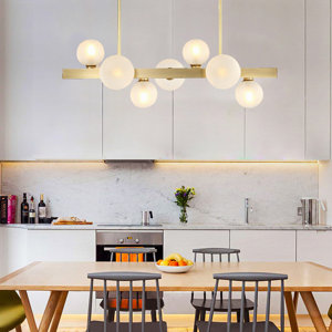 7 - Light Gold Glass Globe Unique Island Pendant Light