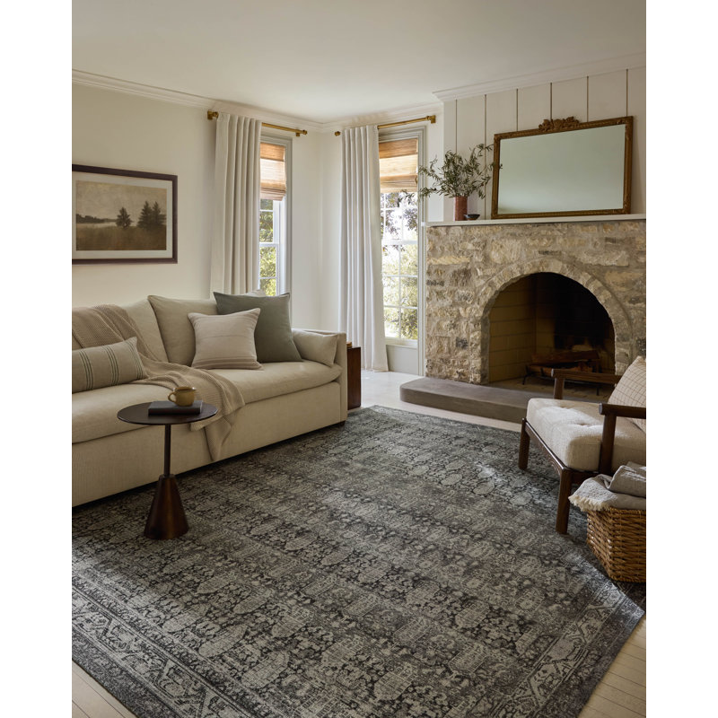 Tapis granit / crème Magnolia Home par Joanna Gaines x Loloi Wimberly, Rectangle 5 pi x 7 pi 6 po