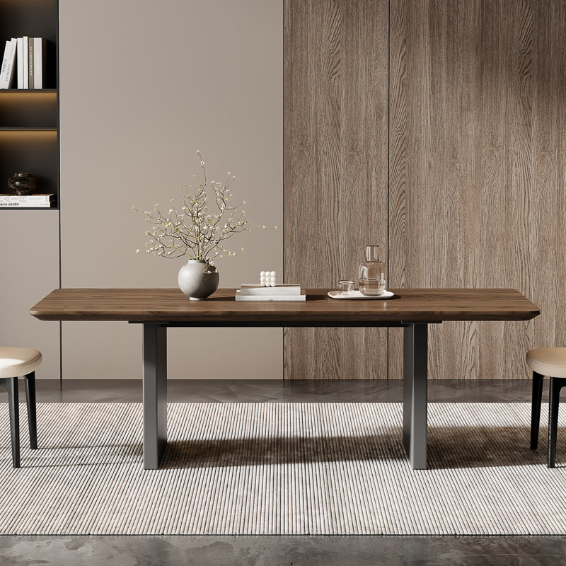 Mid Century Modern 86" Wood Dining Table for 8-10
