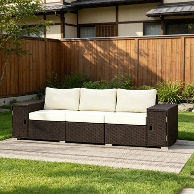 Comfortable Garden Sofa,Patio Sofa,3 Seater Wicker Outdoor Couch
