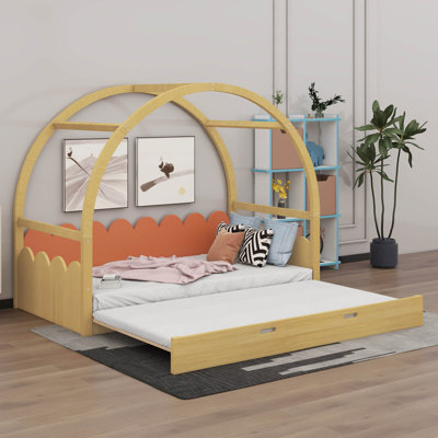 Kadmiel Twin size stretchable vaulted roof bed, children's bed pine wood frame -  Red Barrel StudioÂ®, 5E71C1CDDDCC4664A856676FEDDD8DC7