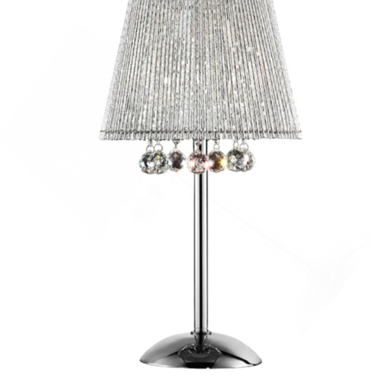 Grande lampe de table 27,5 po «Dreamer», accents argent et cristal, abat-jour argenté