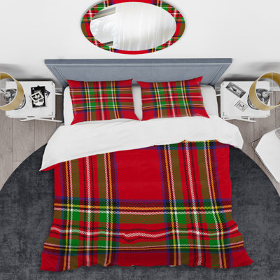 Ensemble de housse de couette en microfibre vert / rouge 2 pièces