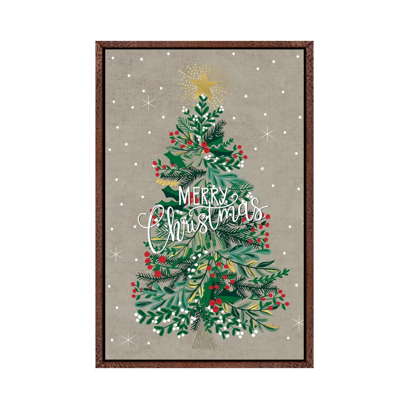 Christmas Deck The Halls IV by Caroline Alfreds - Painting on Canvas, Classic Brown Wood Framed, 66.04 cm H x 45.72 cm W