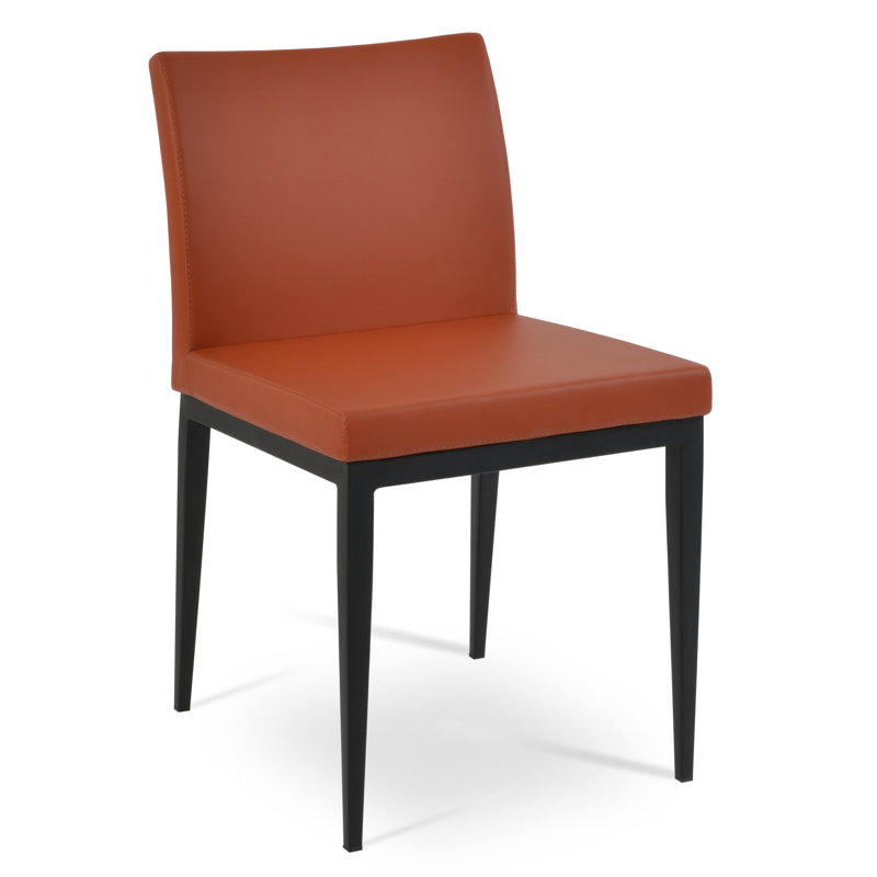 Aria MW Side chair, Black, Brick PPM Faux Leather