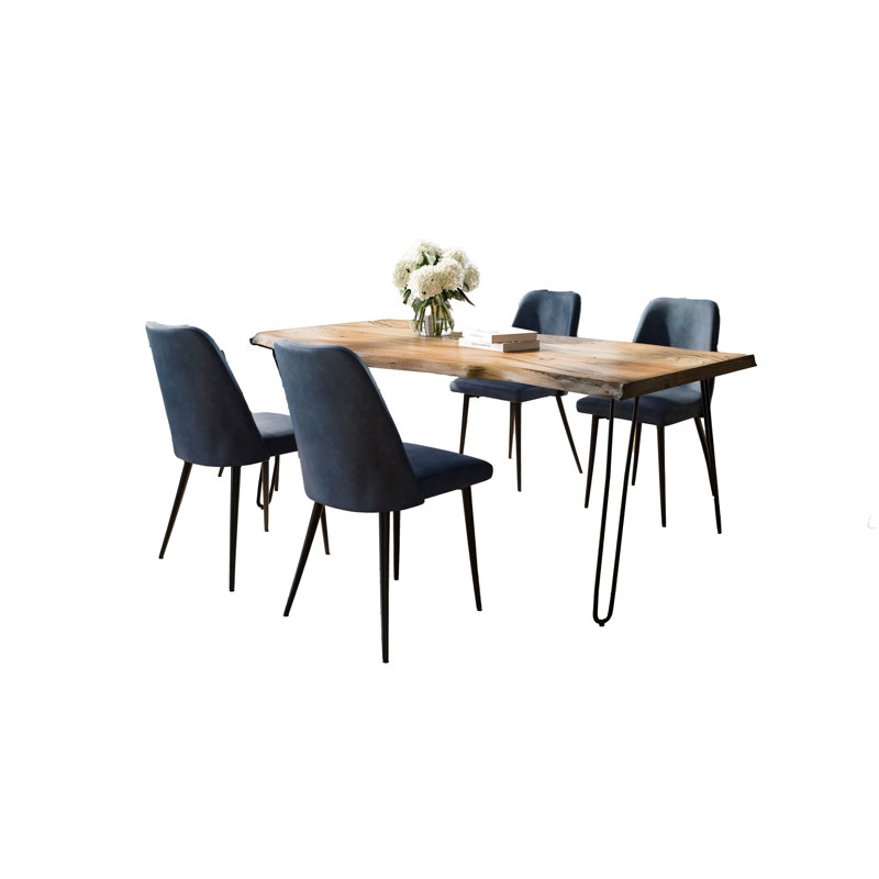 Ensemble de salle à manger Gordonsville, Ensemble de cinq pièces : table, quatre chaises, Ardoise, Bleu