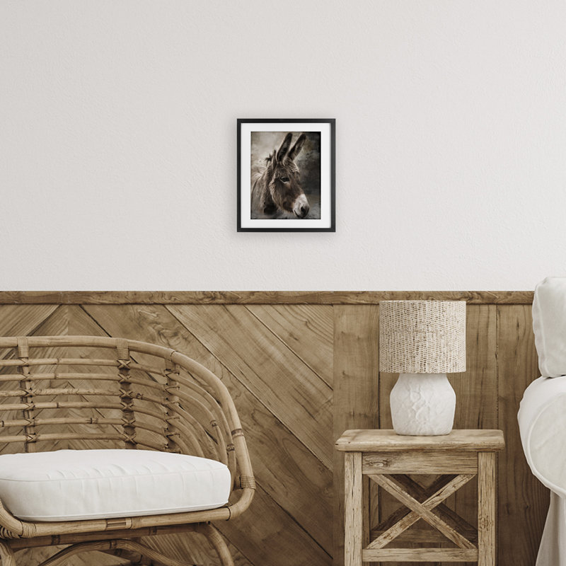 «All Ears Donkey», reproduction sous verre encadrée, design par Robin-Lee Viera, Cadre noir minuit, H 16 po x l 13 po