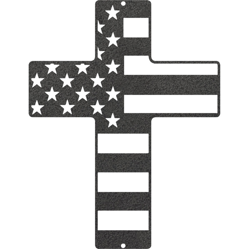 Flag Cross Wall Décor, Silver, 18" H x 14" W x 0.06" D