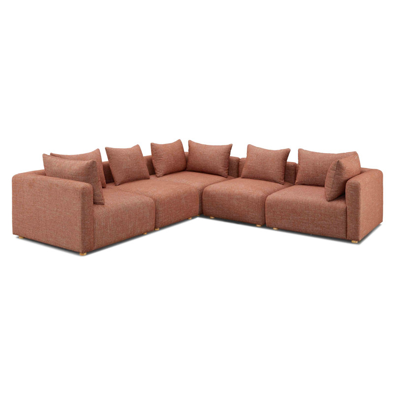 Canapé modulaire en L 5 pièces Tov Furniture, Crème Boucle, Tanné