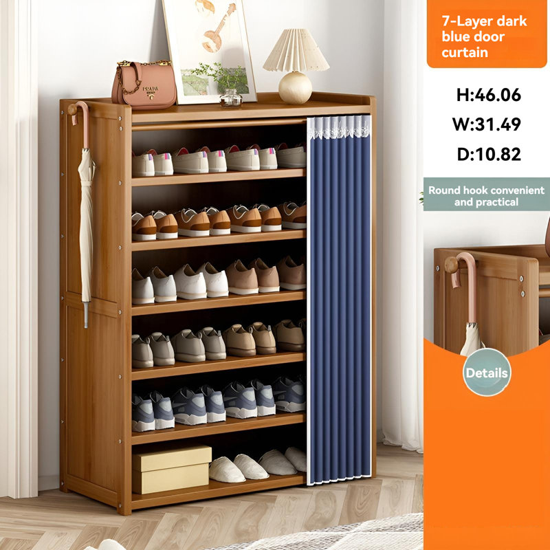 Armoire à chaussures d'entrée, rangement multicouche, armoire à chaussures en bois massif à l'épreuve de la poussière