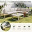 Outdoor Sofa Set 6-Piece, Corner Design With Table & Coffee Table, Grey Cushions
