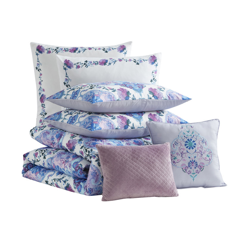 Juliette 7 Piece Comforter Set, King Comforter + 4 Shams + 2 Throw Pillows