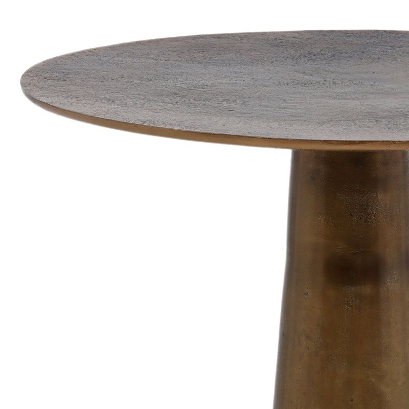 Antique Brass Aluminum Round Side Table